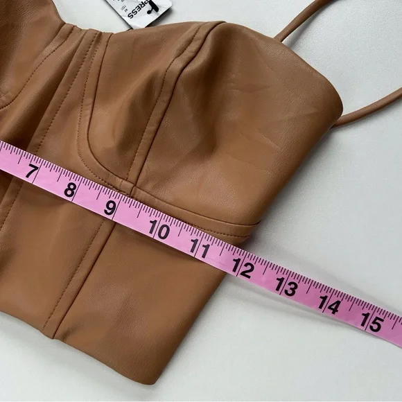 Faux Leather Halter Corset Bustier Crop Top NWT Size XS - Picture 8 of 9